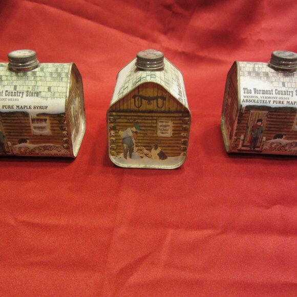 VTG 1984 TIN LOG CABIN VERMONT MAPLE SYRUP EMPTY 16.9 FL OZ CONTAINER $EACH - Picture 2 of 12